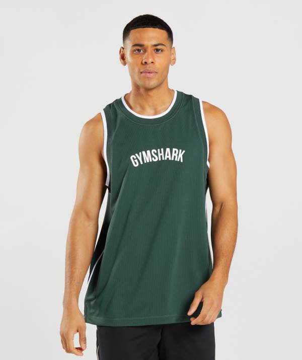 Panske Tielko Gymshark Recess Basketball Obsidian Biele Zelene | DX7054963